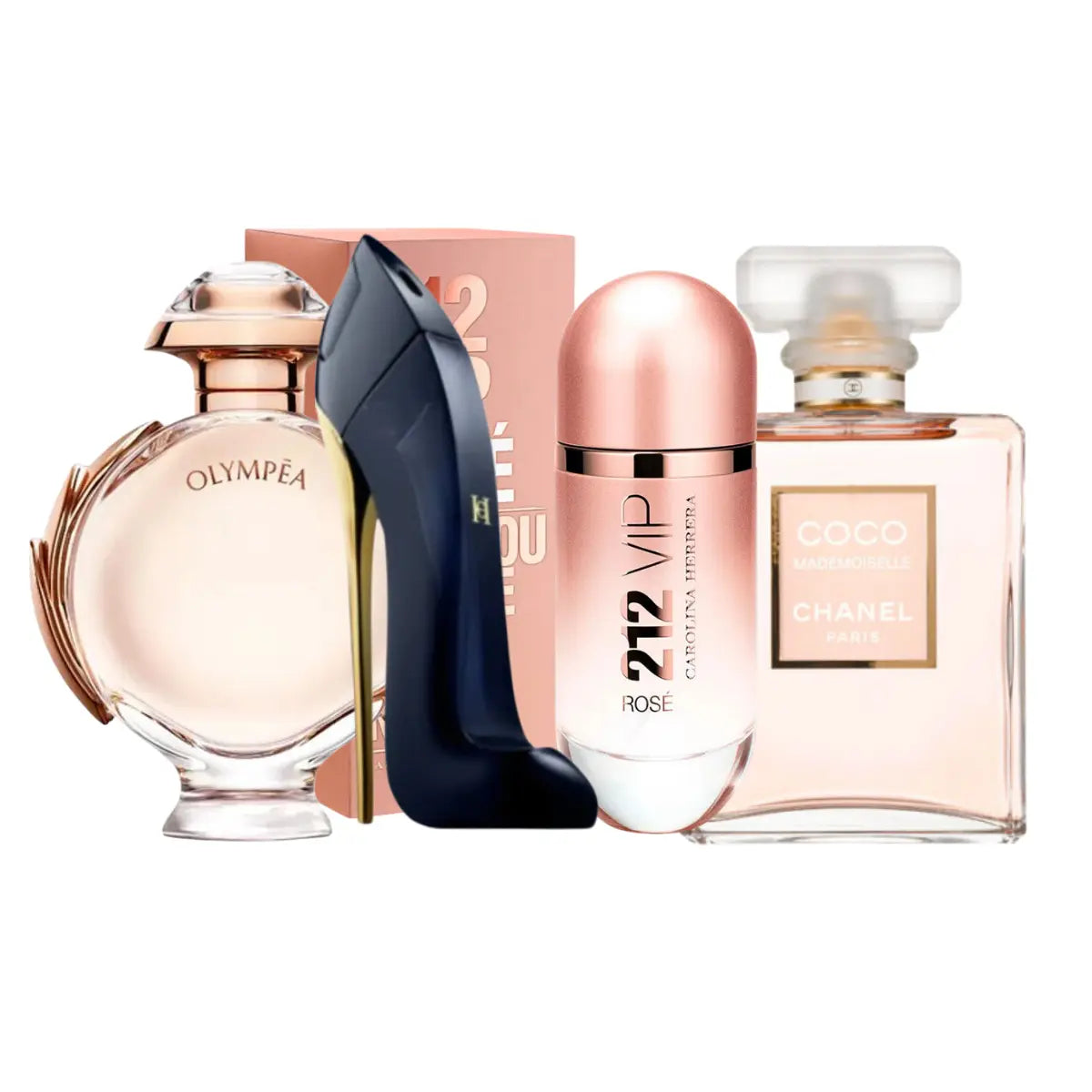 Zestaw 4 perfum | 212 Rosé, Coco Mademoiselle, Good Girl, Olympea 100ml