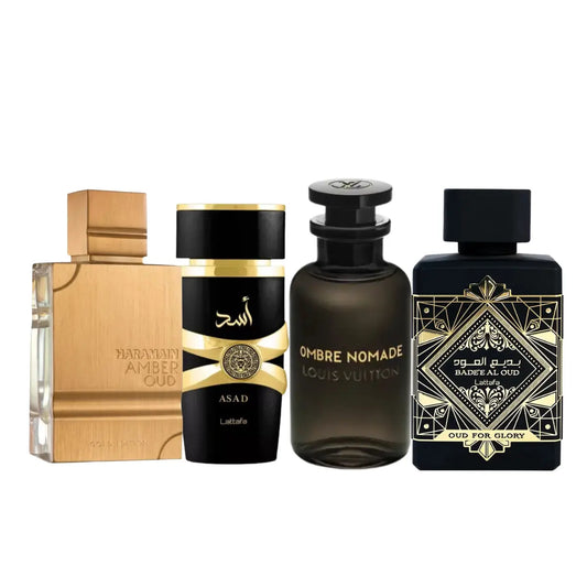 Zestaw 4 perfum | Oud For Glory, Asad, Ombre Nomade, Amber Oud 100ml