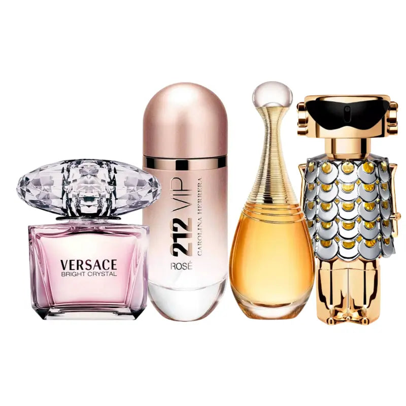 Zestaw 4 perfum | Jadore, 212 Vip Rose, Fame, Bright Crystal